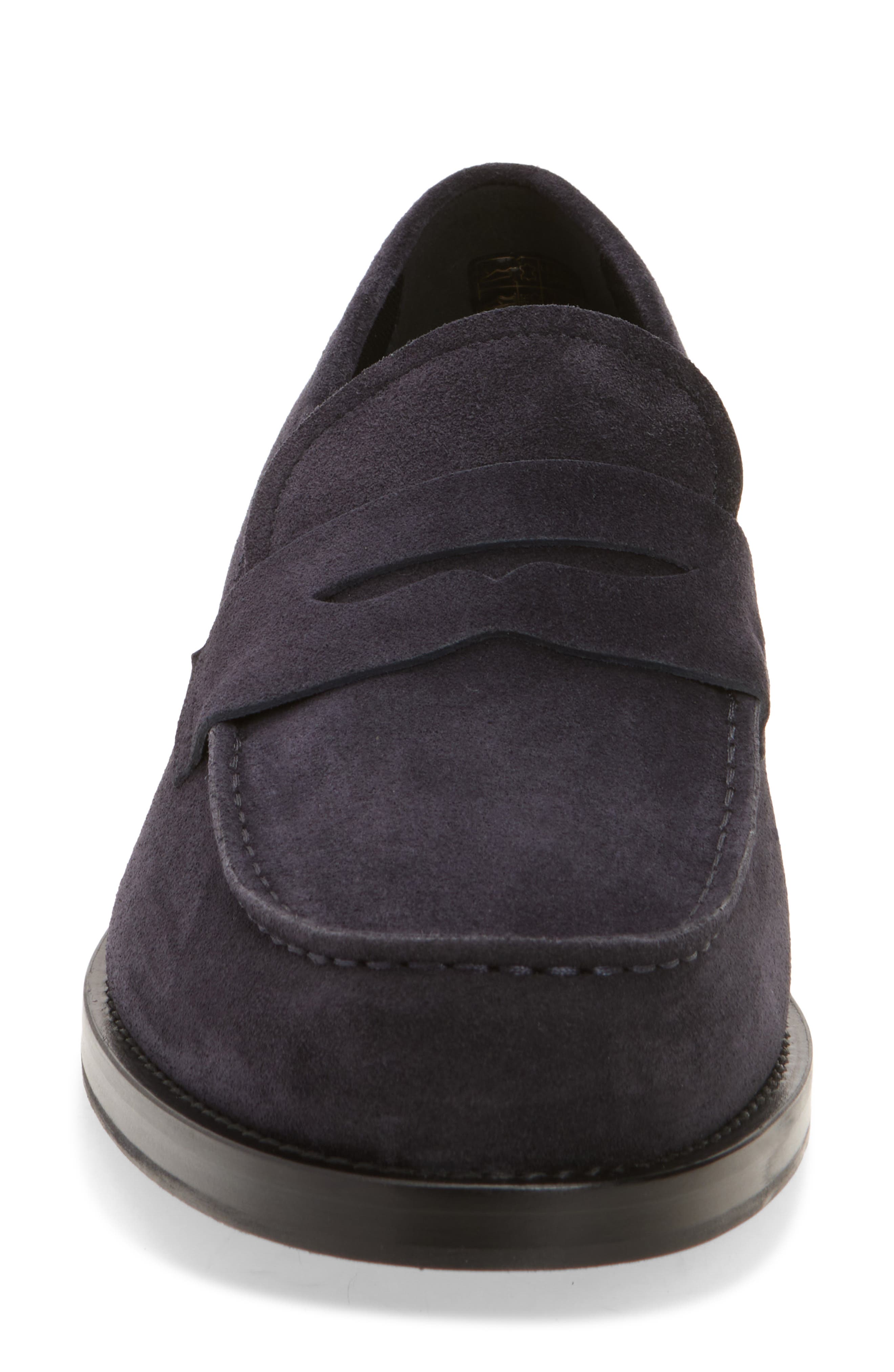 Dressletic Suede Penny Loafer, Alternate, color, DK BU
