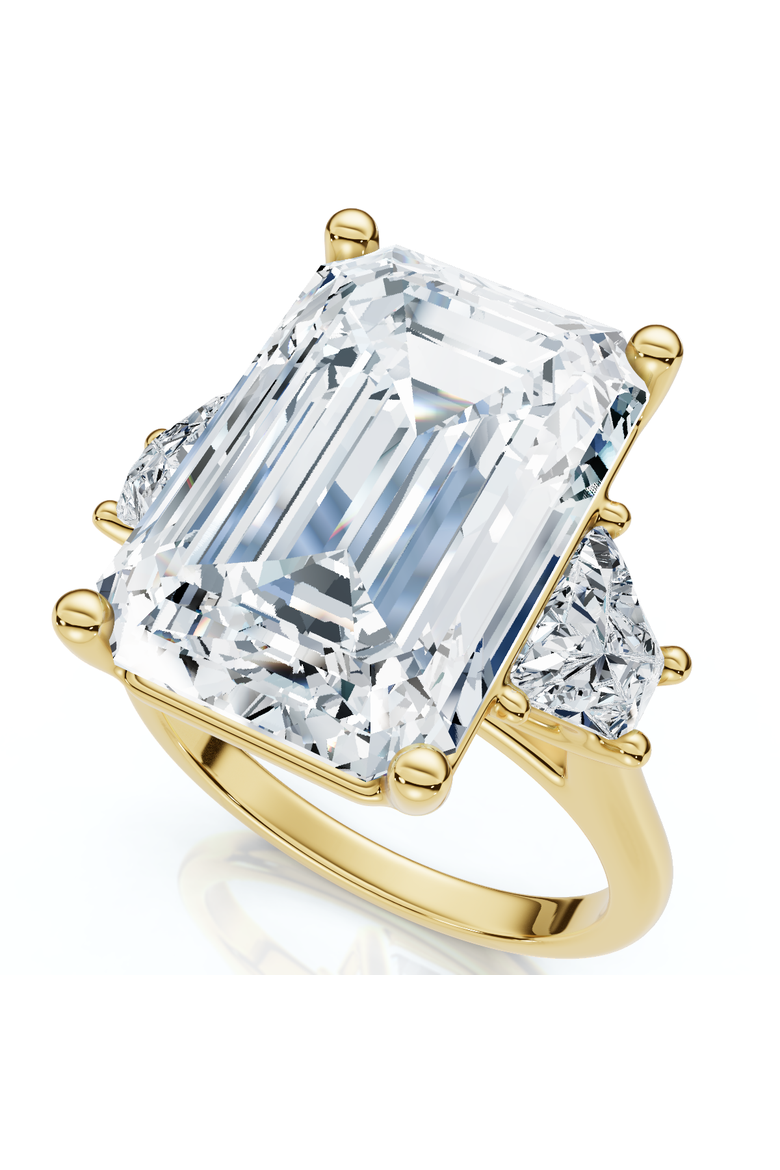 Certified 11.90Ct Emerald Diamond Engagement Ring 14k Gold Lab Grown, Main, color, 14k Yellow Gold