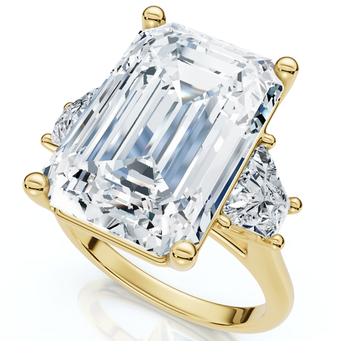 Certified 11.90Ct Emerald Diamond Engagement Ring 14k Gold Lab Grown