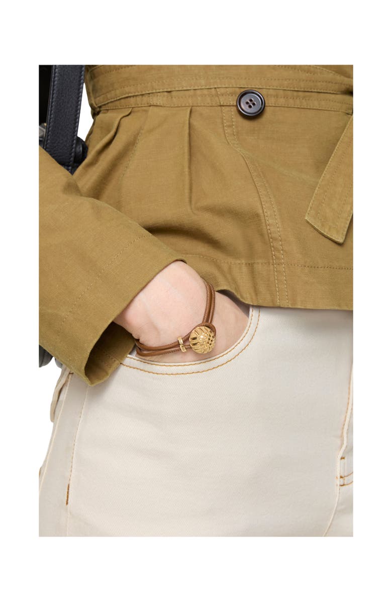 Burberry Leather Check Granulation Bracelet, Alternate, color, Gold/Teak Brown