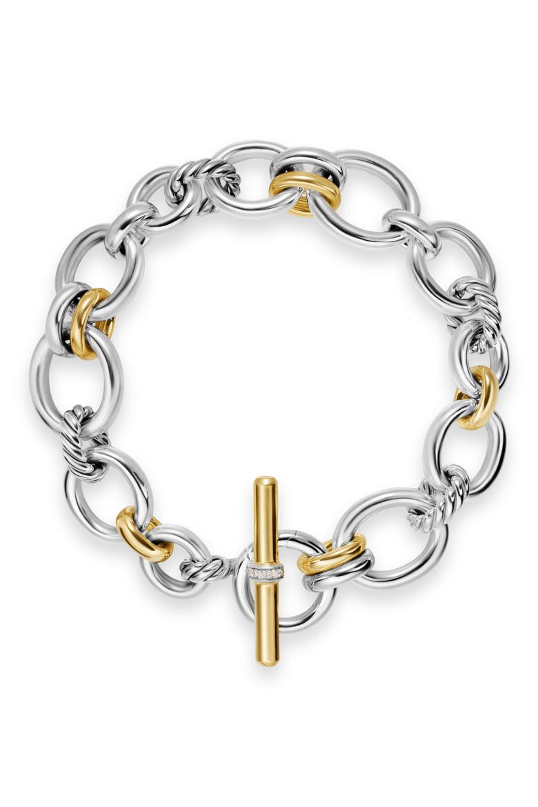 Mercer® Chain Bracelet in Sterling Silver with 18K Yellow Gold & Diamonds, 8mm, Alternate, color, DIAMOND/ TWO TONE