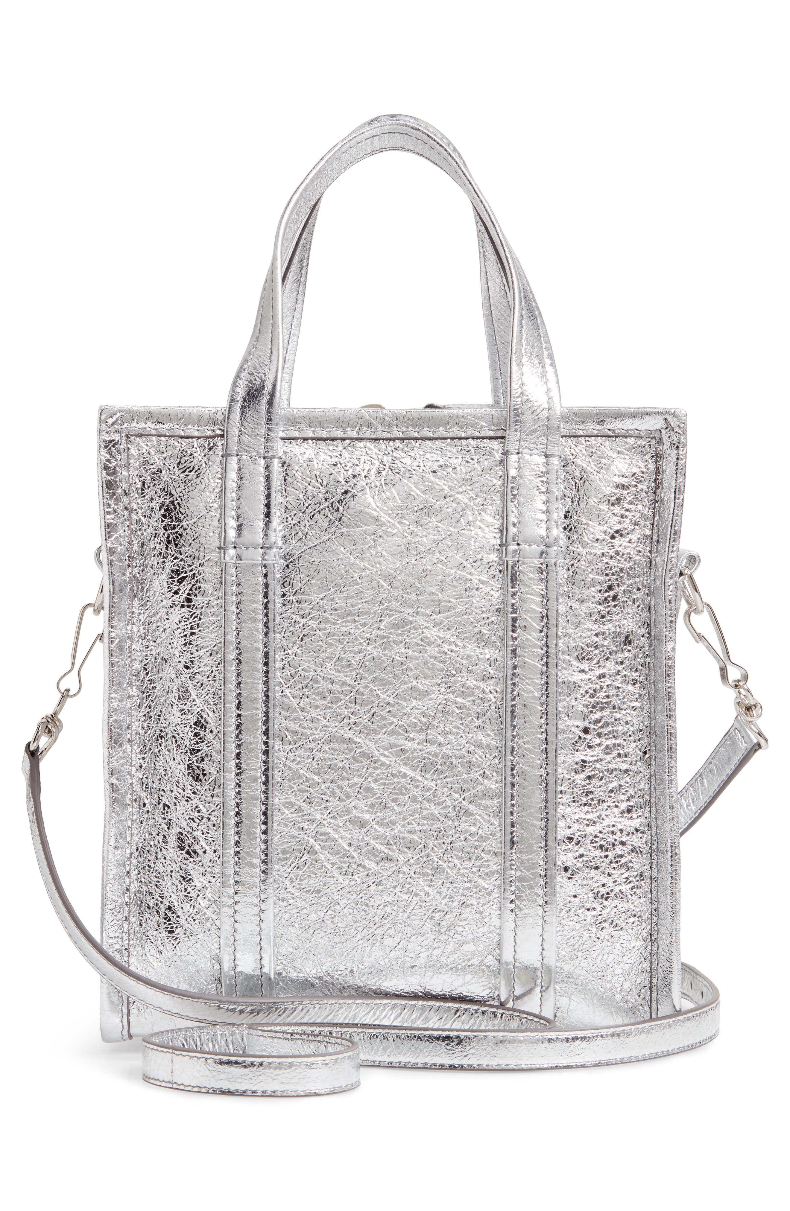 Balenciaga Extra Small Bazar Metallic Lambskin Leather Shopper, Alternate, color, 