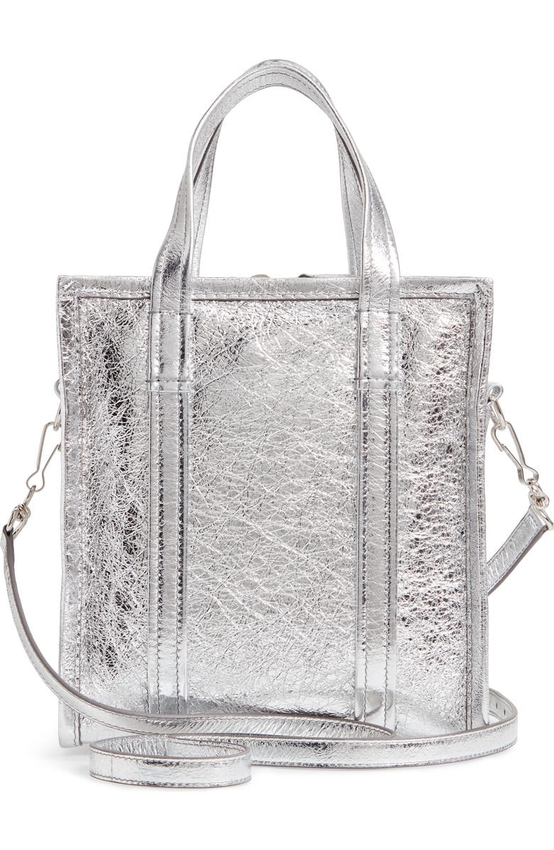 Balenciaga Extra Small Bazar Metallic Lambskin Leather Shopper, Alternate, color,
