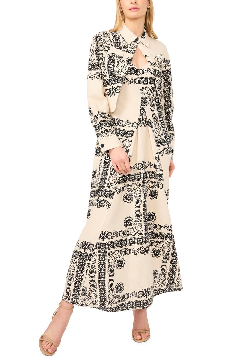 Print Sleeveless Maxi Dress with Jacket, Main, color, RICH BLACK 060