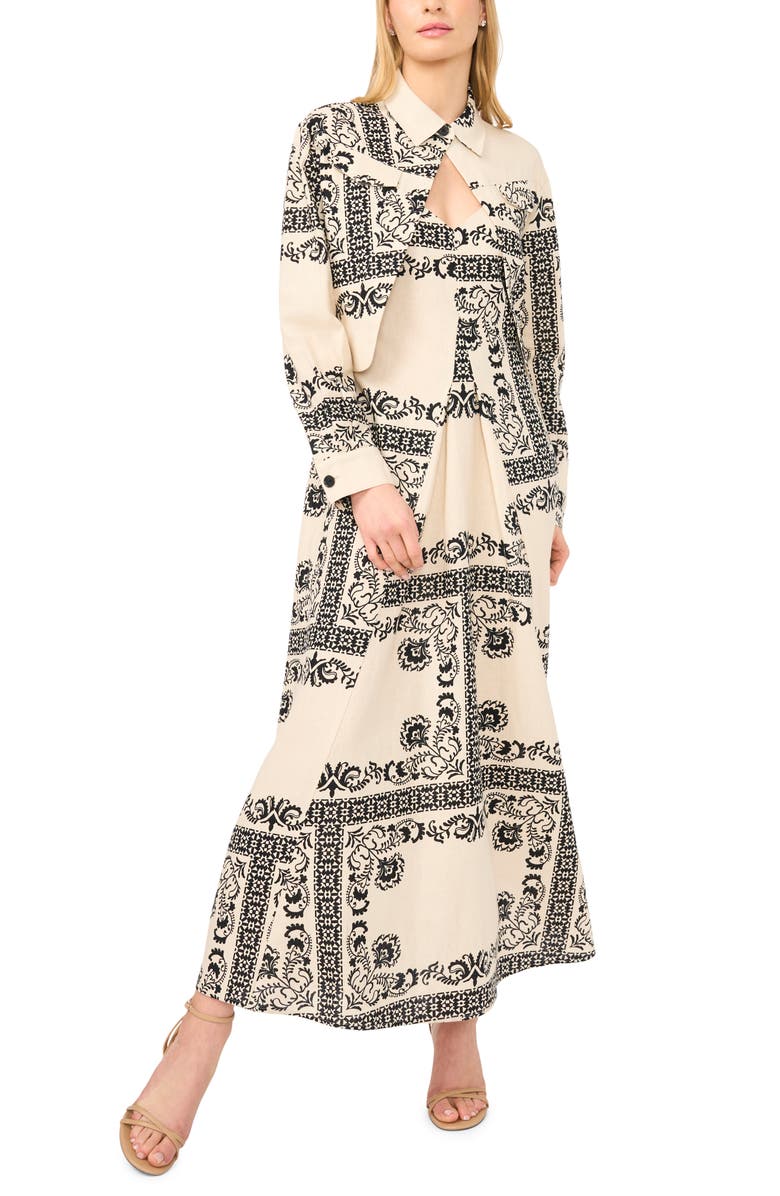Halogen<sup>®</sup> Print Sleeveless Maxi Dress with Jacket, Main, color, Rich Black 060