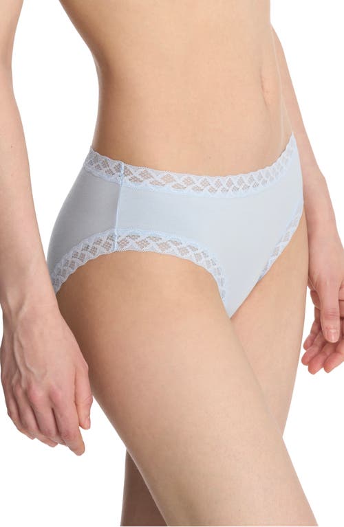 Natori Bliss Lace-trim Cotton Brief Underwear 156058 In Misty Blue