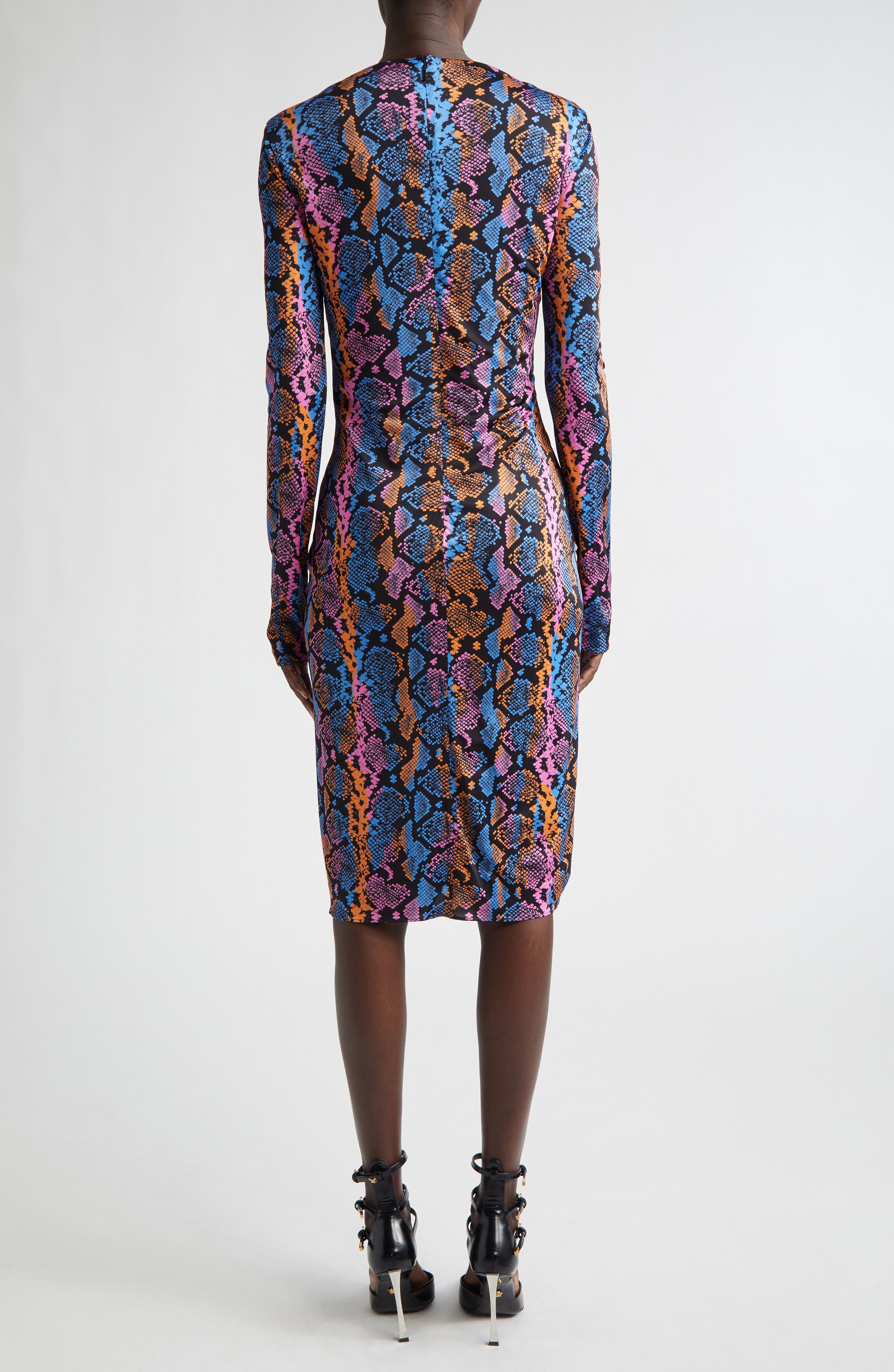 Python Print Long Sleeve Liquid Jersey Dress - image 2