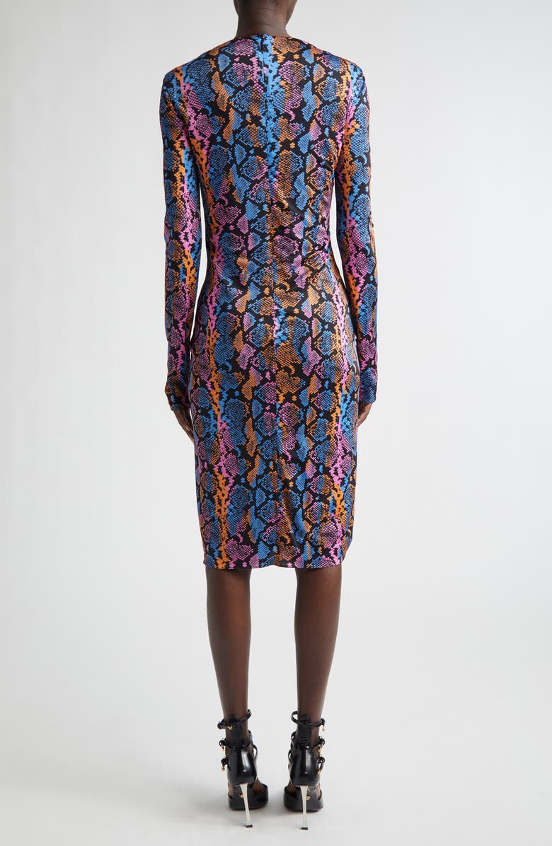 Versace Python Print Long Sleeve Liquid Jersey Dress, Alternate, color, Sky Pink Sapphire Spice