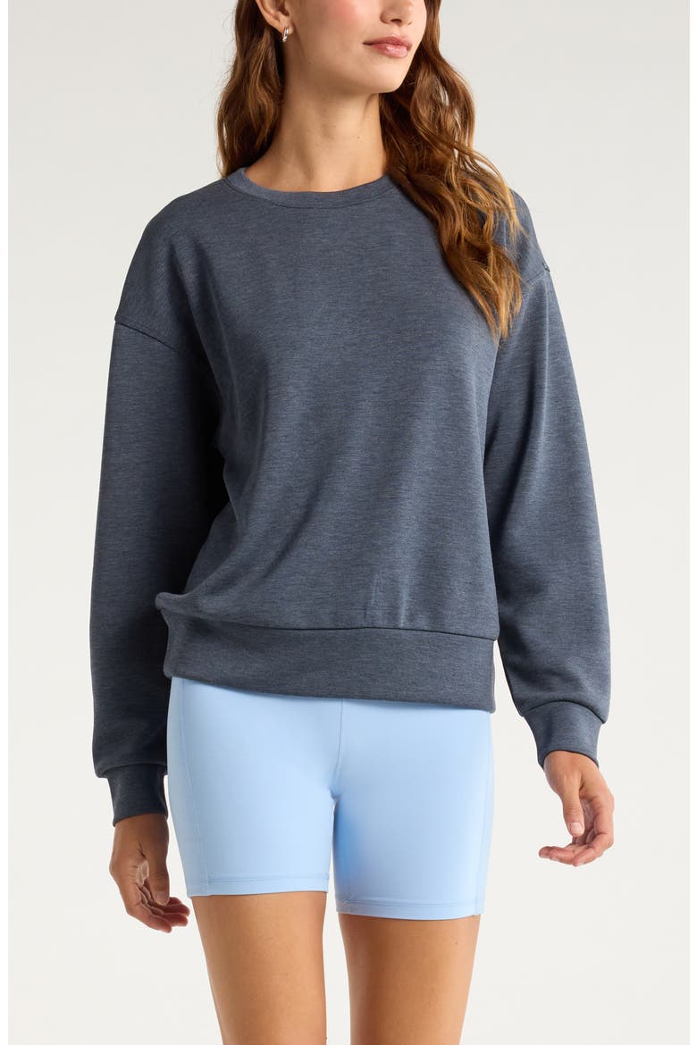 Soft Luxe Boxy Crew Sweatshirt, Main, color, NAVY ARMADA HEATHER