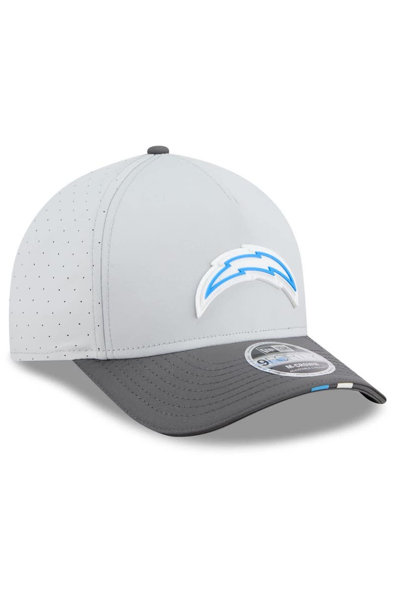New Era Men's New Era Gray/Graphite Los Angeles Chargers 2025 NFL Training Camp A-Frame 9FORTY Adjustable Hat, Alternate, color,