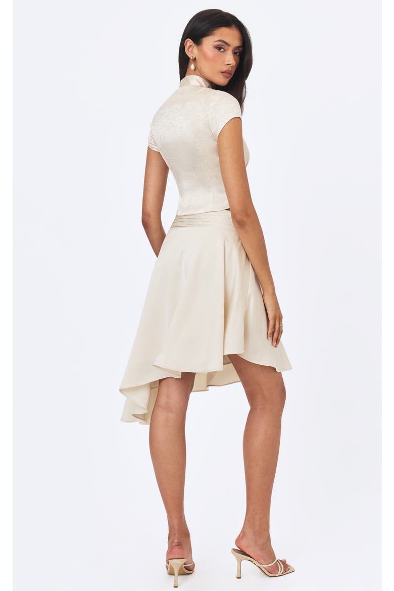 Galina Satin Asymmetrical Midi Skirt, Alternate, color, White