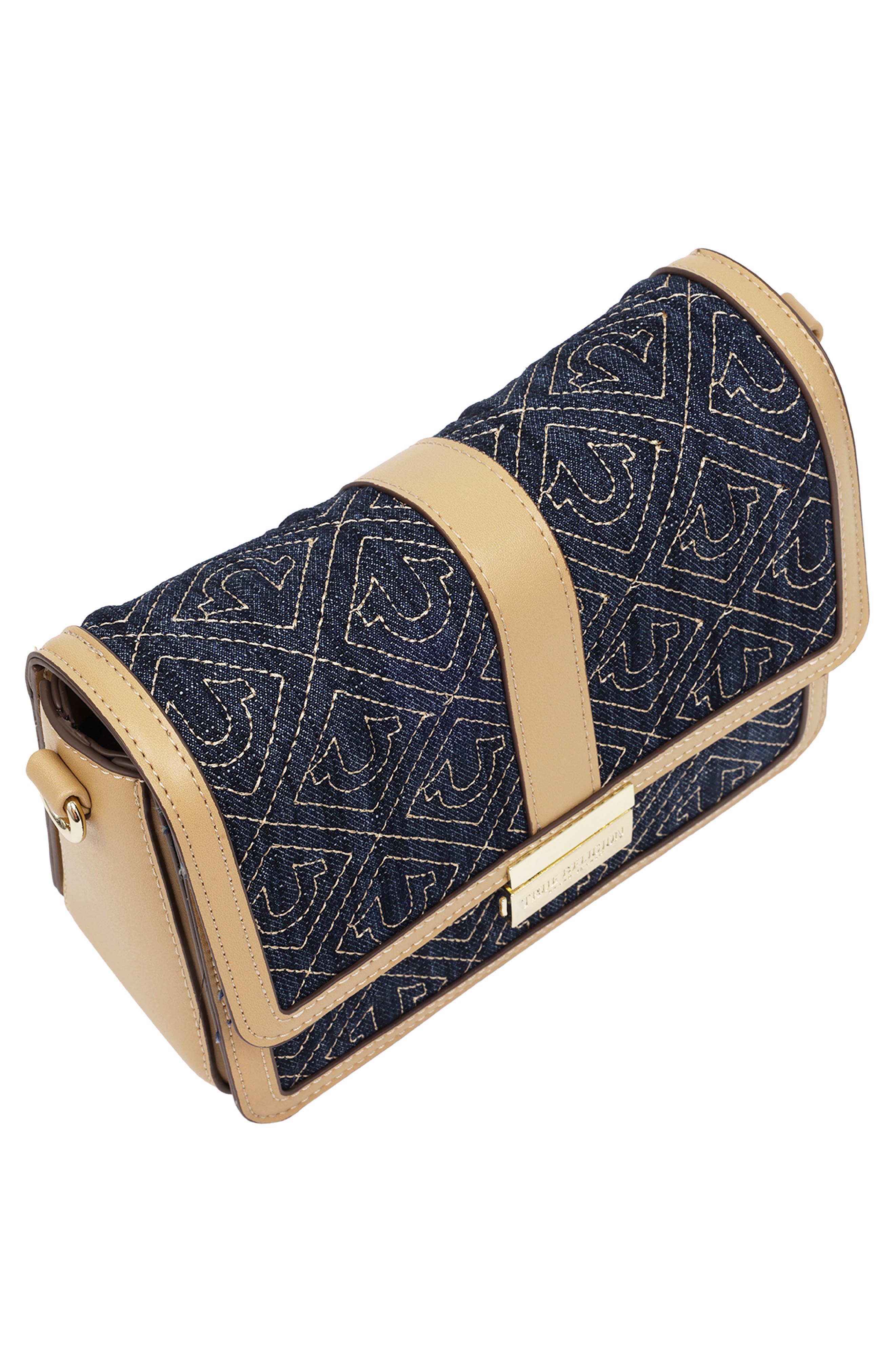 Logo Lock Modern Flap Crossbody Bag, Alternate, color, DARK DENIM
