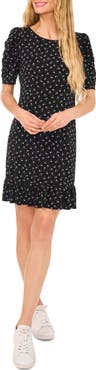 CeCe Floral Ruched Sleeve Dress