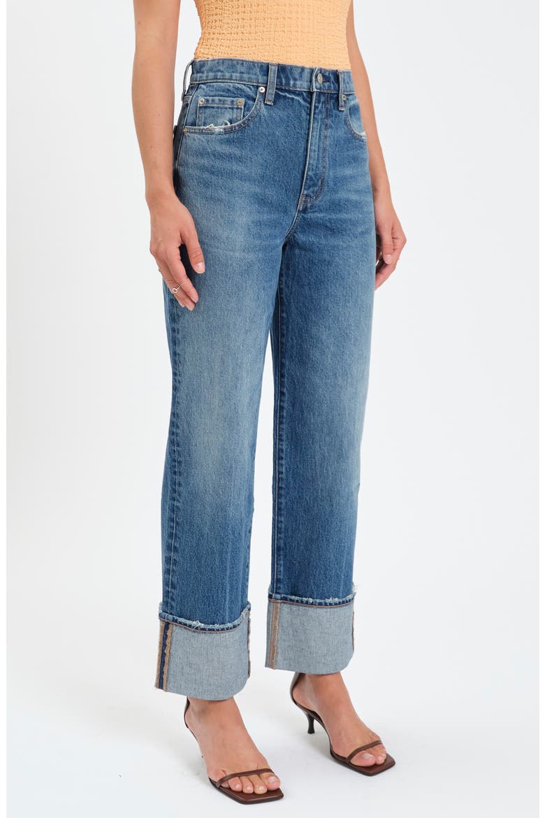 Eastside High Waist Cuff Crop Straight Leg Jeans, Alternate, color, CRUSH HOUR