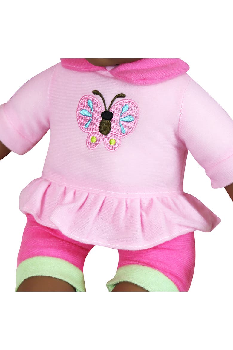 Umbrella Stroller & 16 Inch African American Doll, Pink & Green Butterfly, Alternate, color, Multicolored