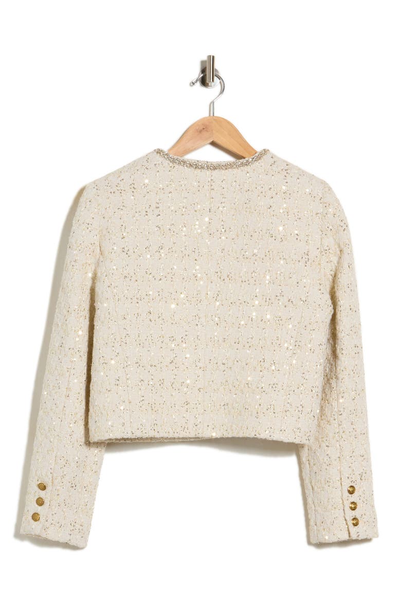 Kidman Embellished Open Front Crop Jacket, Alternate, color, NATURAL