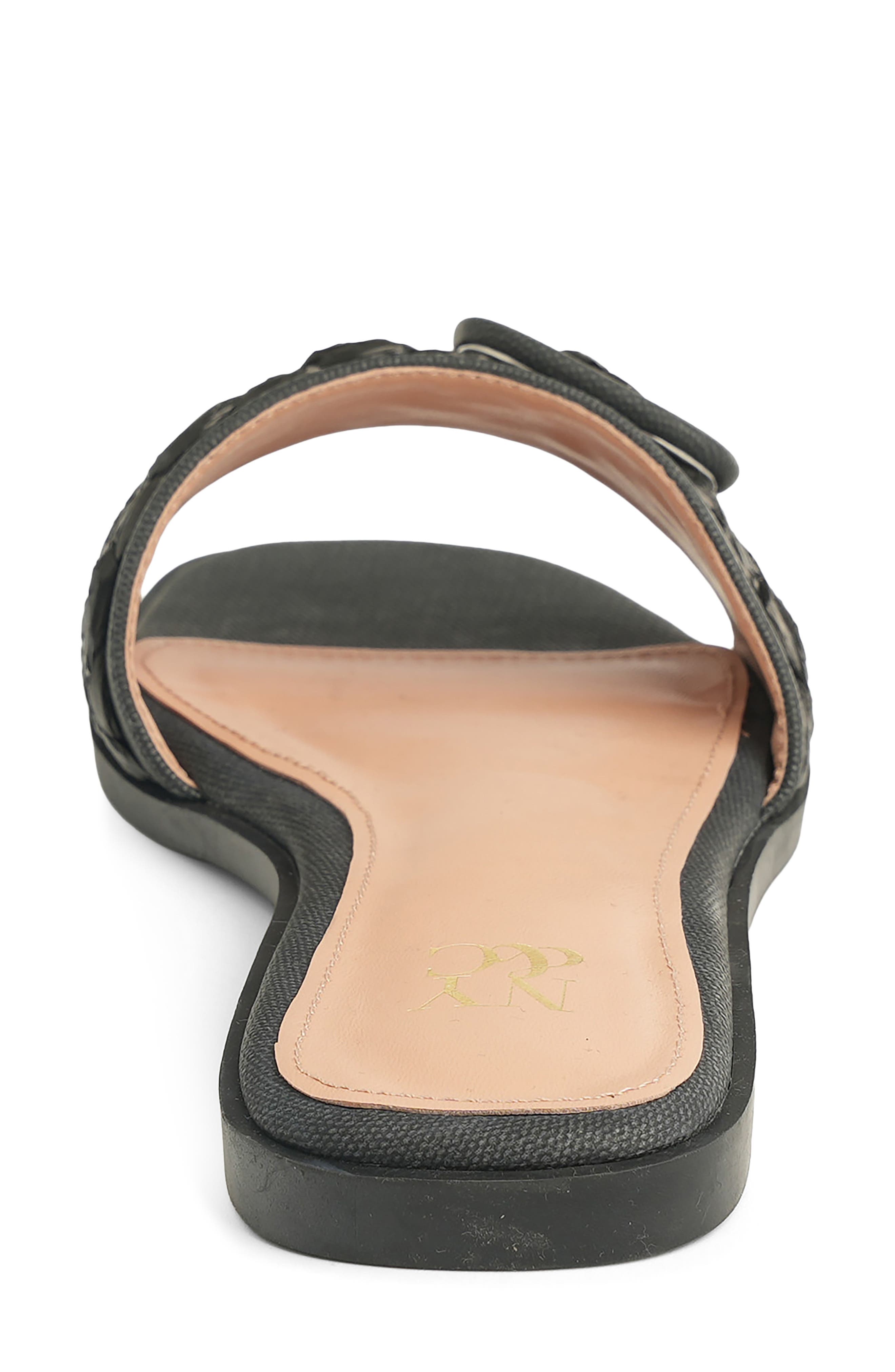 NEW YORK AND COMPANY Amber Woven Buckle Slide Sandal, Alternate, color, Black