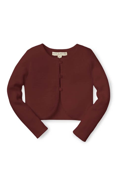Kids' Organic Cropped Curved Hem Cardigan