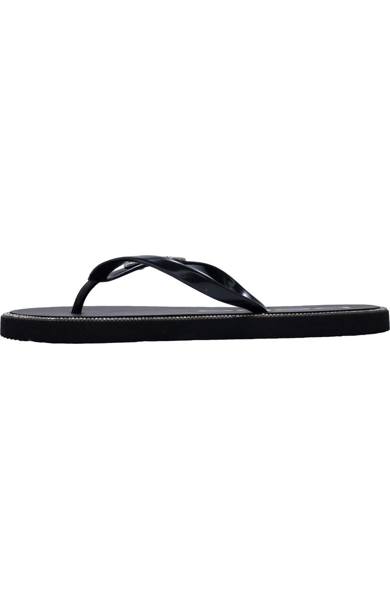bebe Rhinestone Flip Flop, Alternate, color, Black