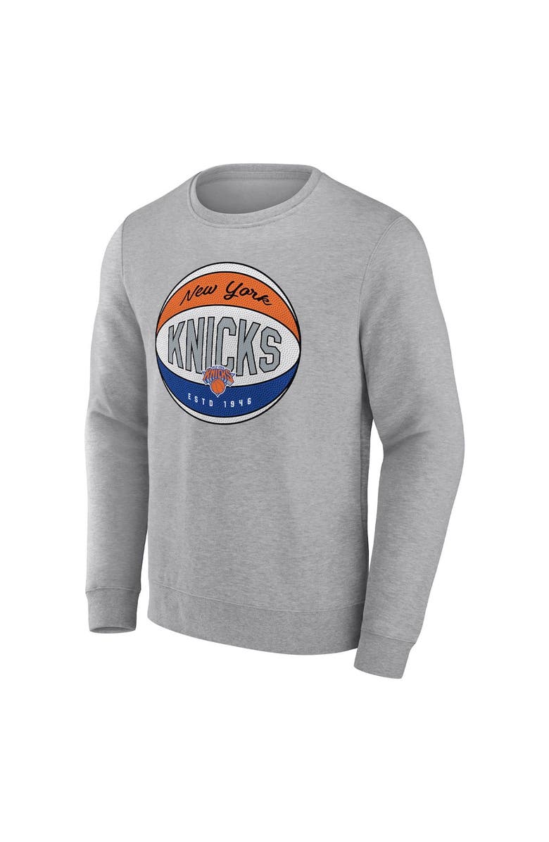 FANATICS Men's Fanatics Branded Heathered Gray New York Knicks True Classics Vint Pullover Sweatshirt, Alternate, color, 