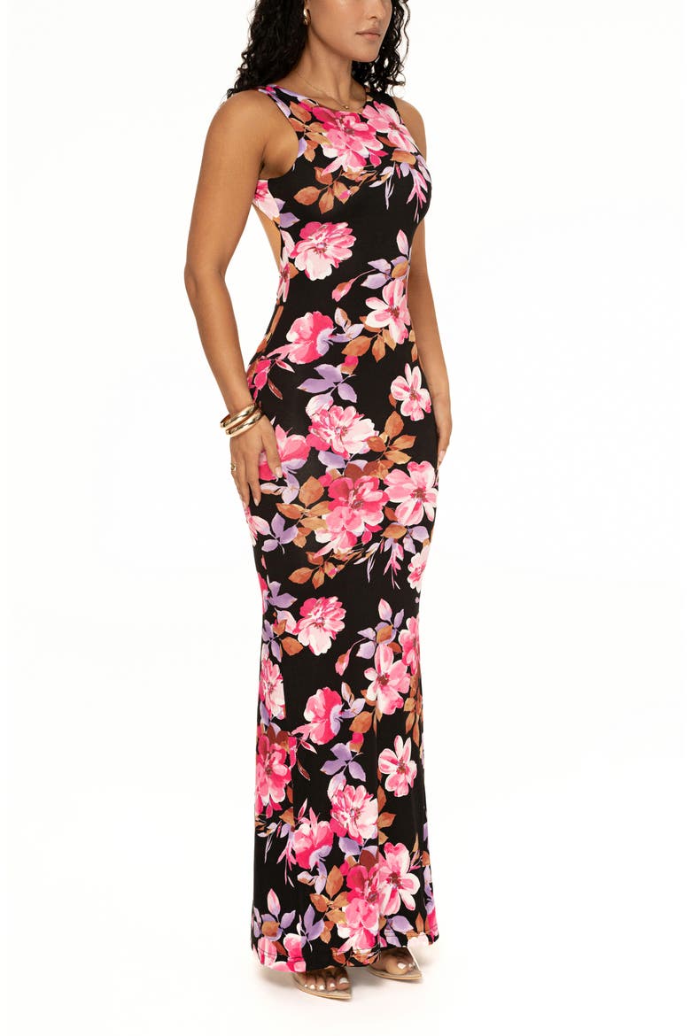 Front and Center Floral Sleeveless Dress, Alternate, color, BLACK