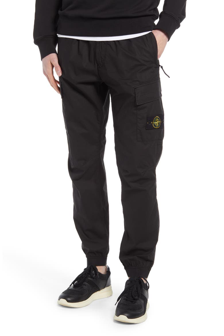Stretch Cotton Cargo Joggers, Main, color, BLACK