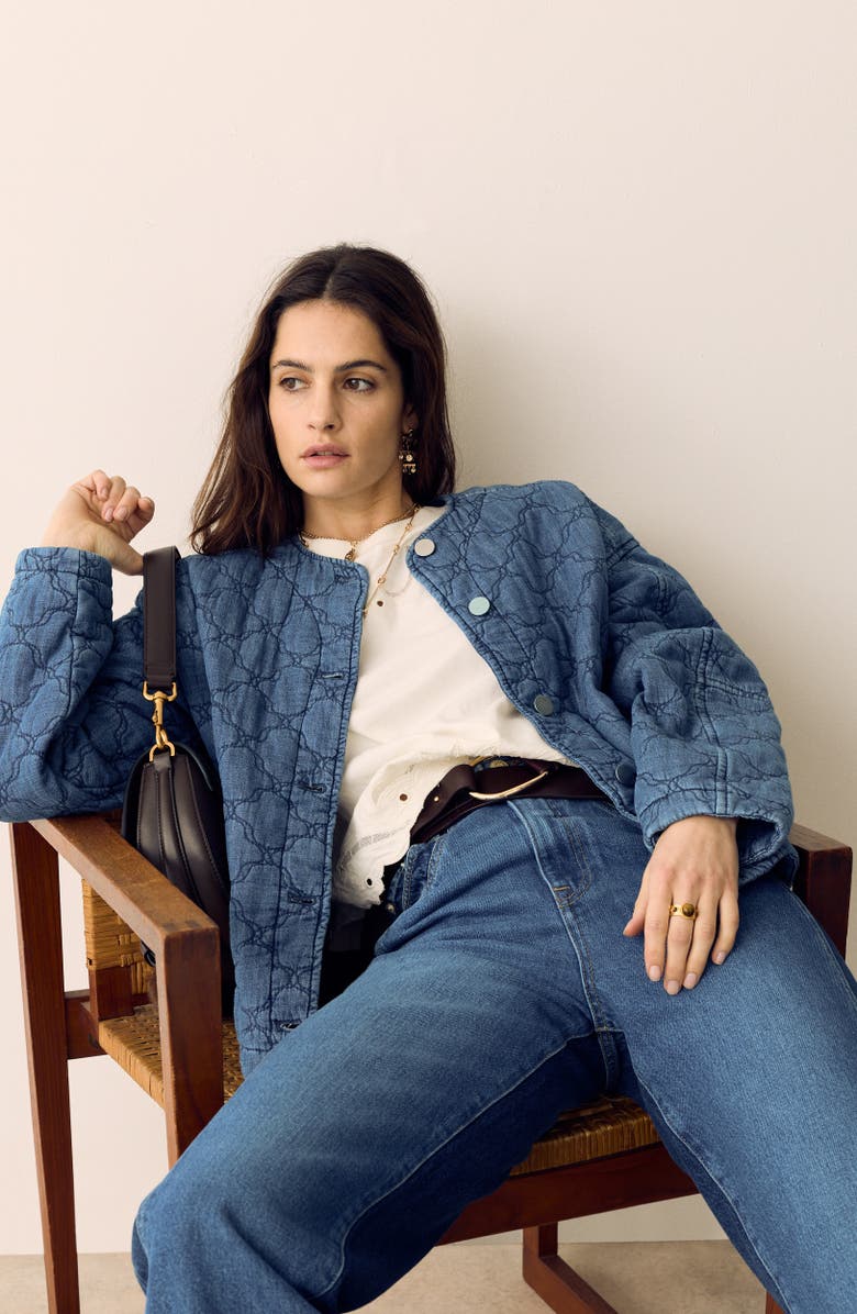 PER UNA BY M&S Quilted Denim Jacket, Alternate, color, Light Indigo Blue