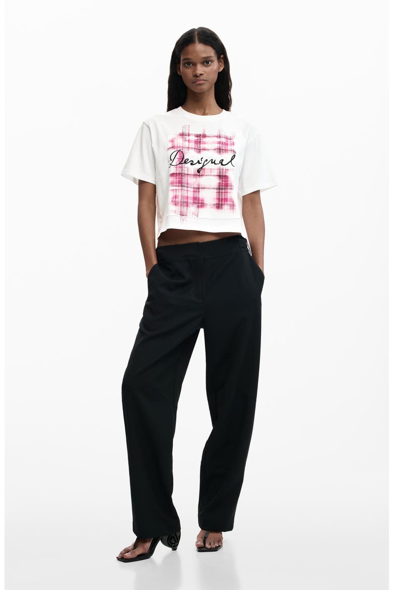 Plaid Logo Graphic T-Shirt, Alternate, color, WHITE