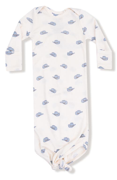 Angel Dear Cowboy Hat Print Knotted Gown In White