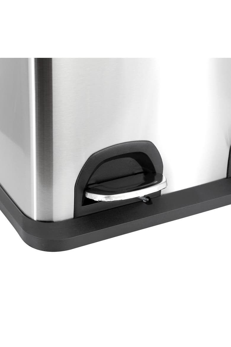 2 Section 4 Gallon Trash and Recycling Step Bin, Alternate, color, Silver