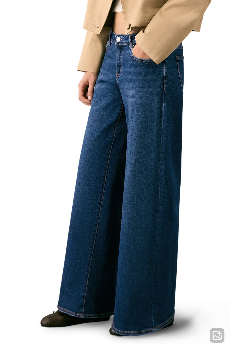 Low Rise Wide Leg Jeans, Alternate, color, DARK BLUE