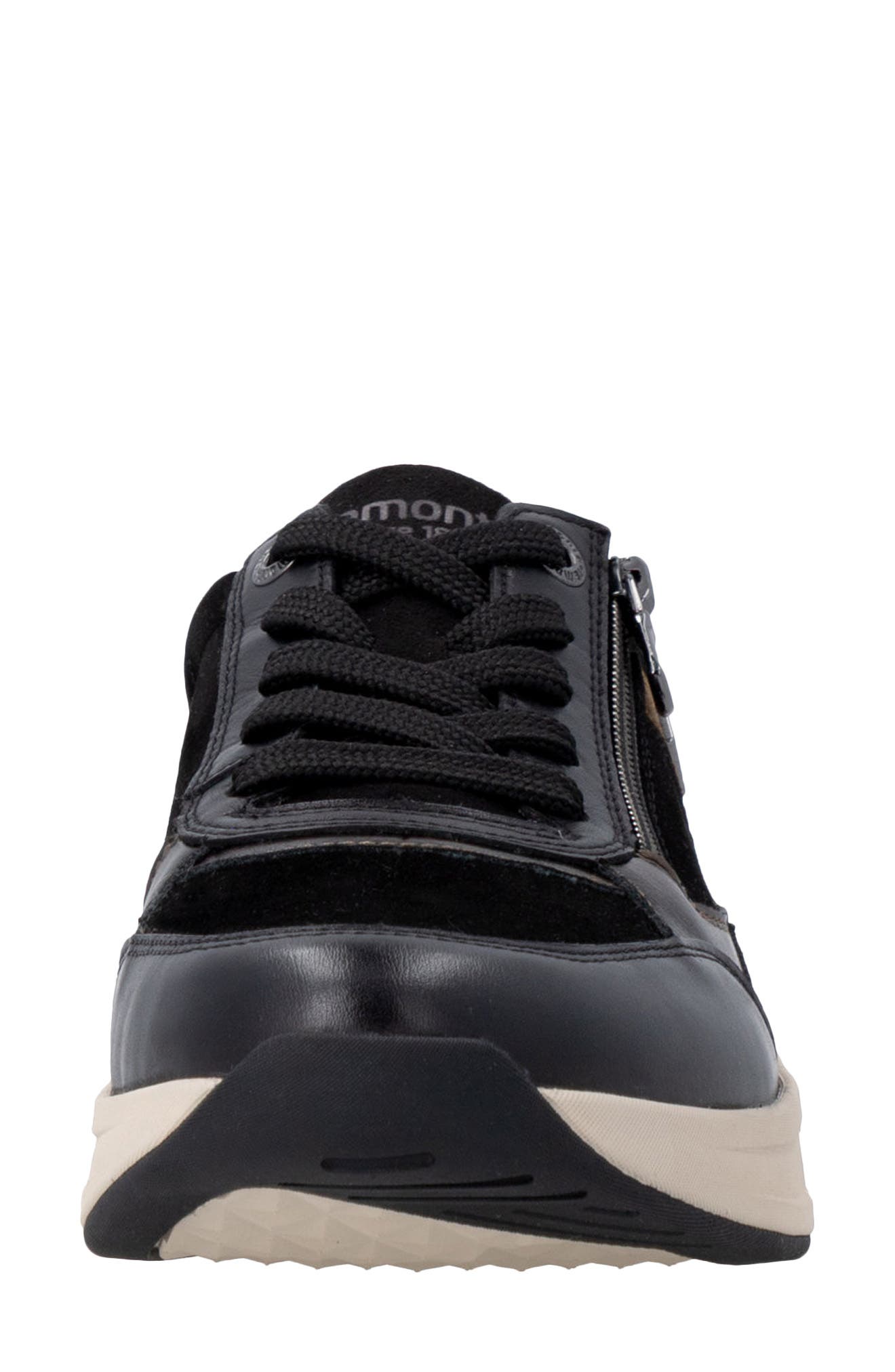 Bea Leather Sneaker, Alternate, color, SCHWARZ/SCHWARZ/ANTI