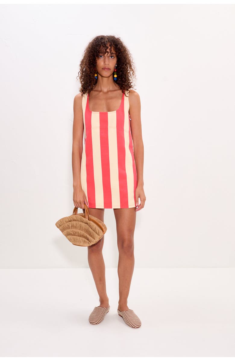 SIMONMILLER Sahara Striped Denim Dress, Alternate, color, Venetian Red Stripe