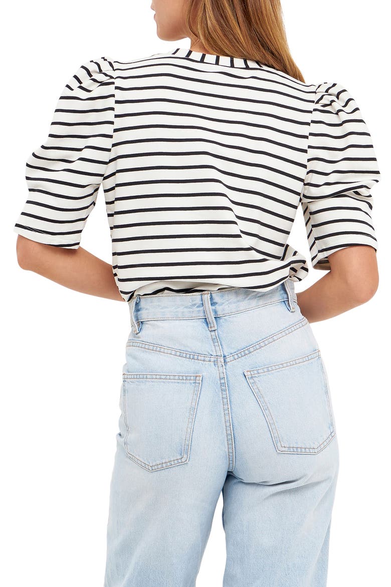 Stripe Puff Sleeve Top, Alternate, color, WHITE/ BLACK