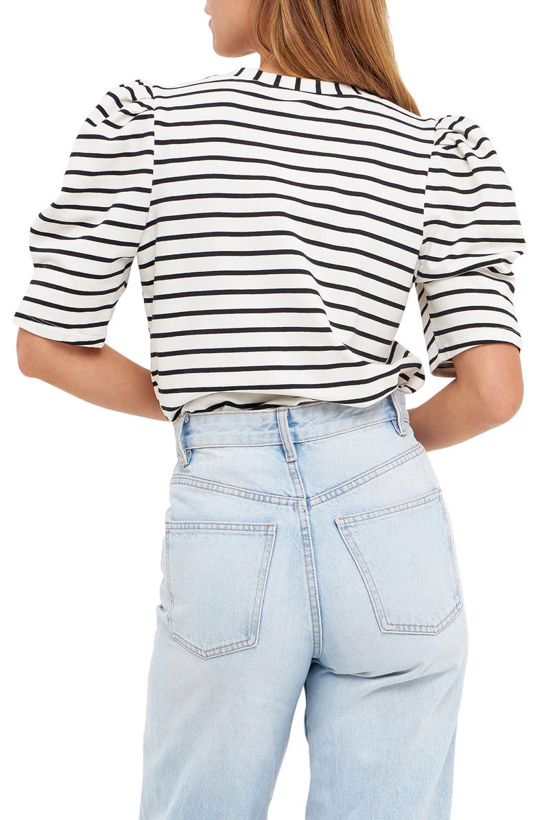 English Factory Stripe Puff Sleeve Top, Alternate, color, 