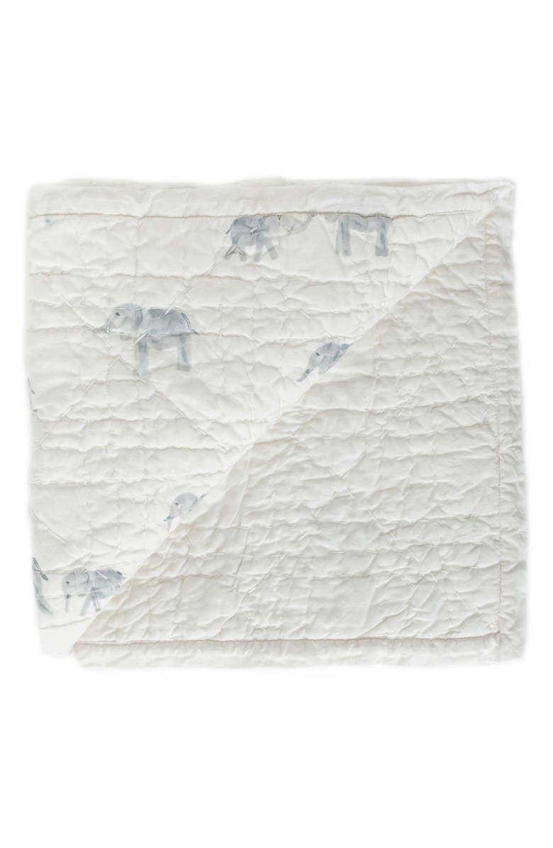 Pehr Follow Me Quilted Organic Cotton Baby Blanket, Main, color, Follow Me Elephant