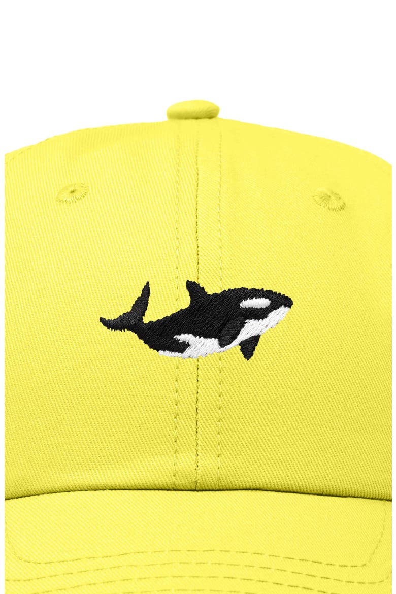 Killer Whale Embroidered Dad Hat, Alternate, color, Yellow