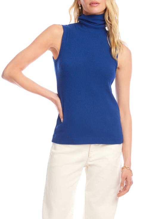 Turtleneck Rib Sleeveless Top