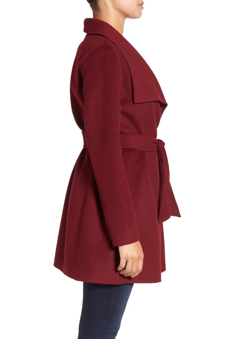 'Ella' Belted Double Face Wool Blend Wrap Coat, Alternate, color, BURGUNDY