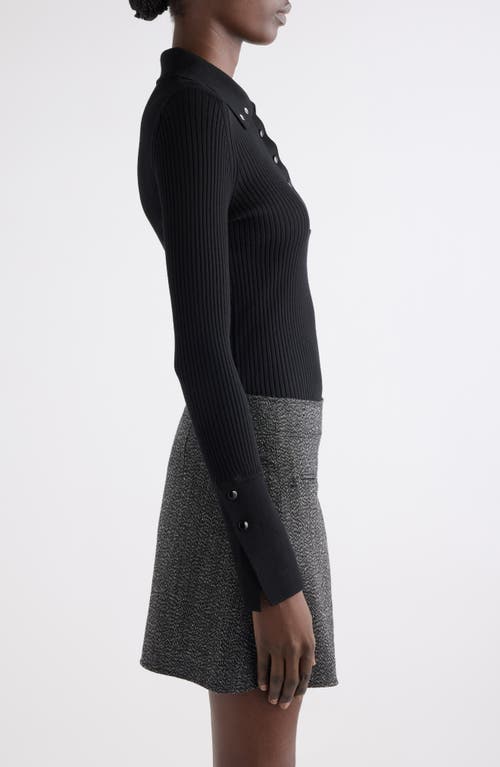Courrèges Classic Rib Cotton Blend Snap-up Top In Black