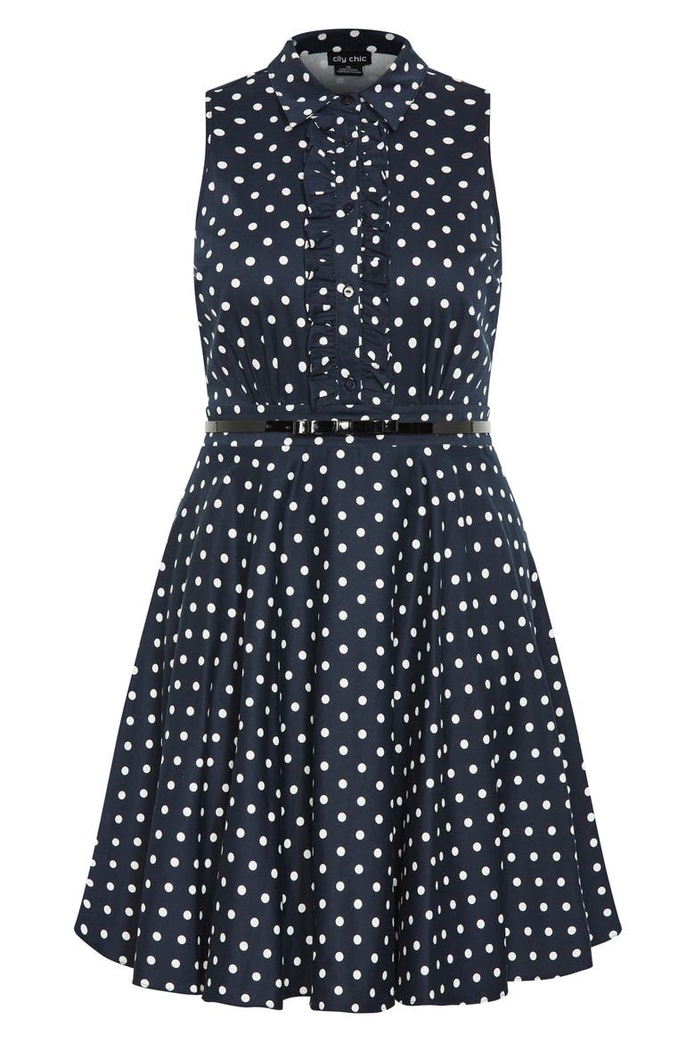 Nellie Polka Dot Sleeveless Dress, Alternate, color, NAVY SPOT
