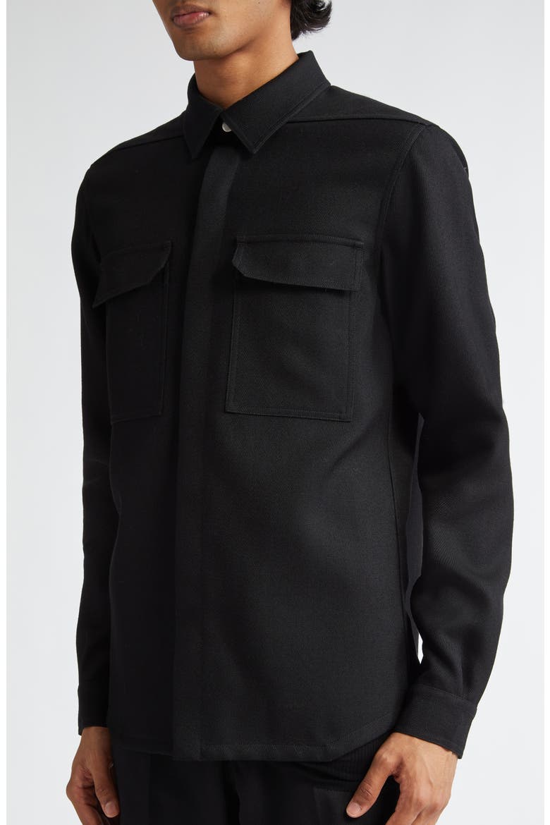 Wool Button-Up Shirt, Alternate, color, BLACK