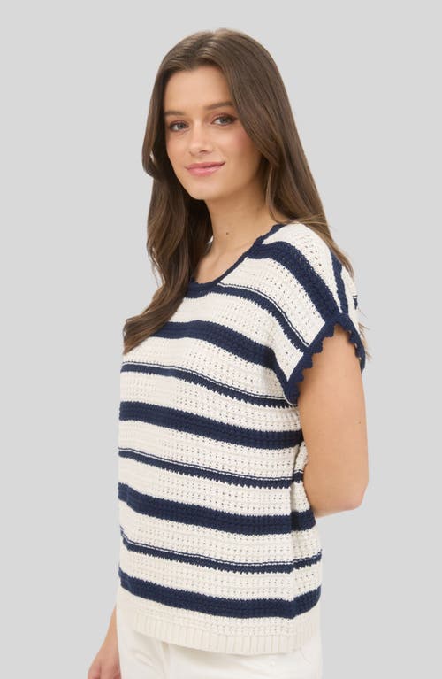 Blu Pepper Striped Open Stitch Sweater In Multi