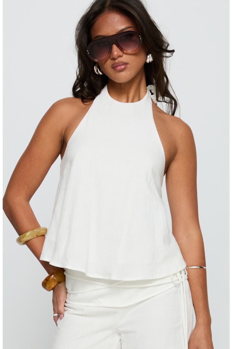 Aquaria Linen Blend Halter Top, Alternate, color, WHITE