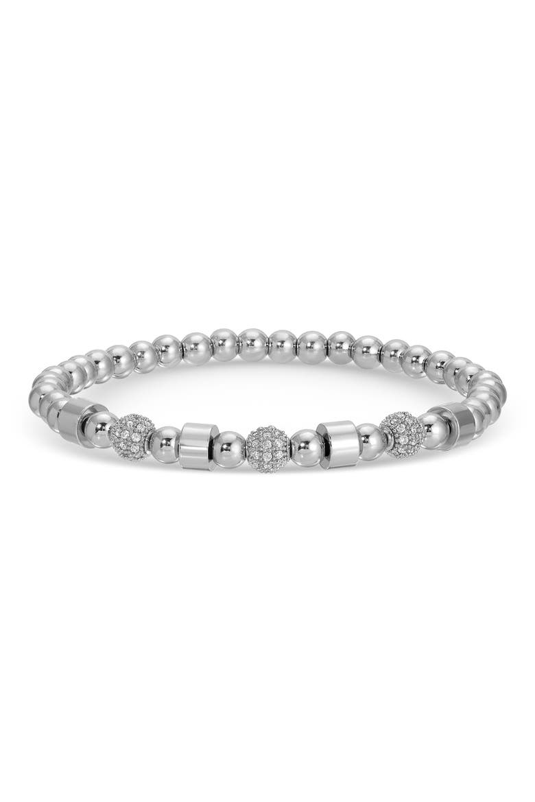 Men's Set of 3 Metallic Leopard Stretch Bracelets, Alternate, color, SILVER