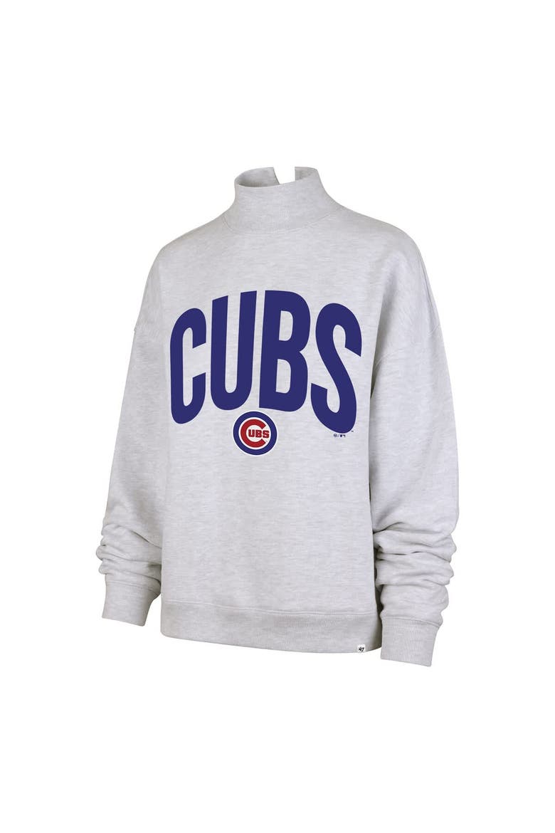 Women's '47  Heather Gray Chicago Cubs Subtle Muse Mock Neck Sweatshirt, Alternate, color, Heather Gray