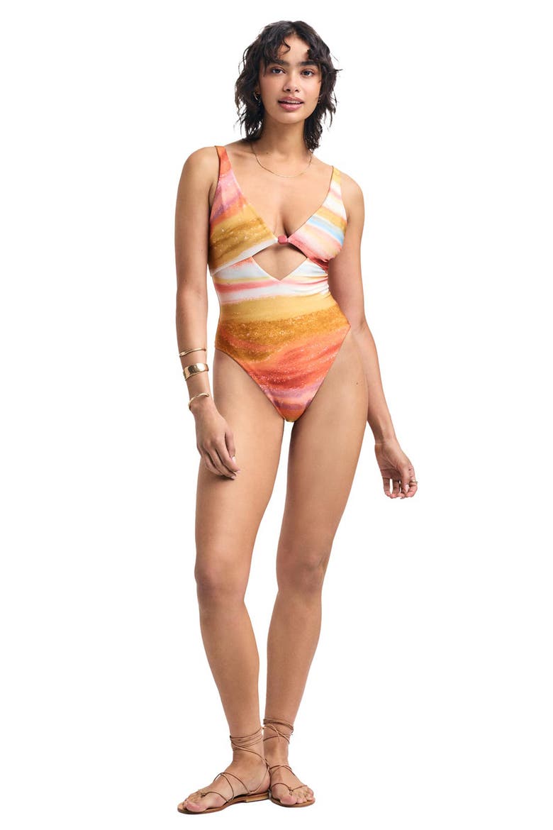 Terra Cutout One-Piece Swimsuit, Alternate, color, TERRA FORMS