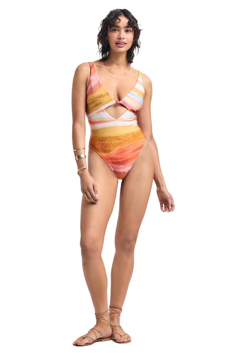 Vitamin A<sup>®</sup> Terra Cutout One-Piece Swimsuit, Alternate, color, Terra Forms