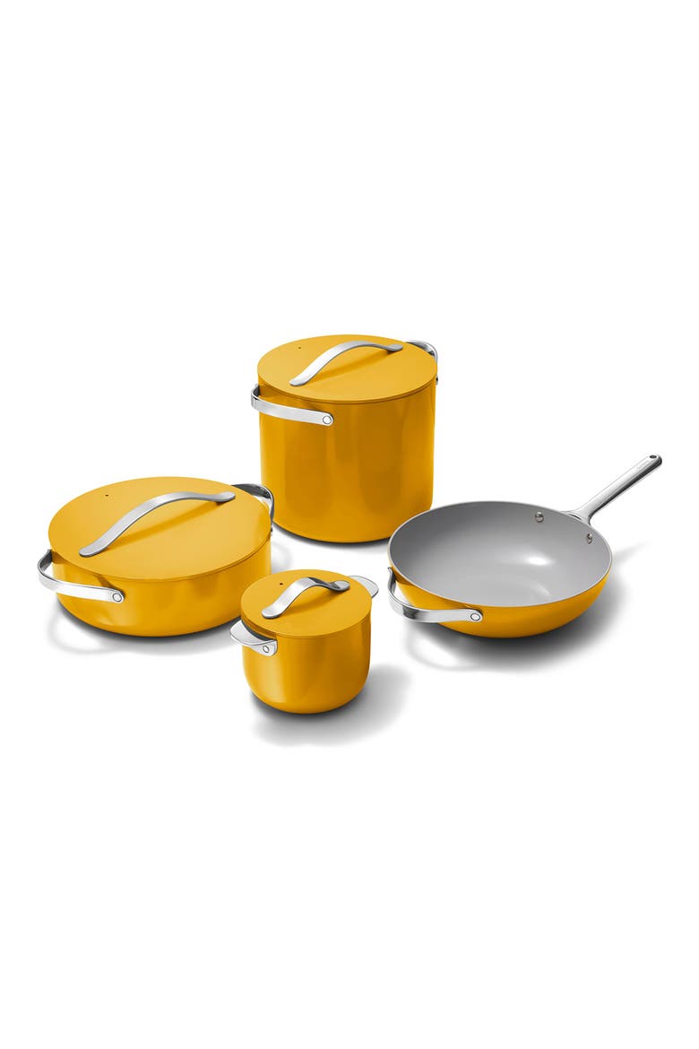 Nonstick Ceramic 7-Piece Cookware Set with Lid Storage, Main, color, MARIGOLD