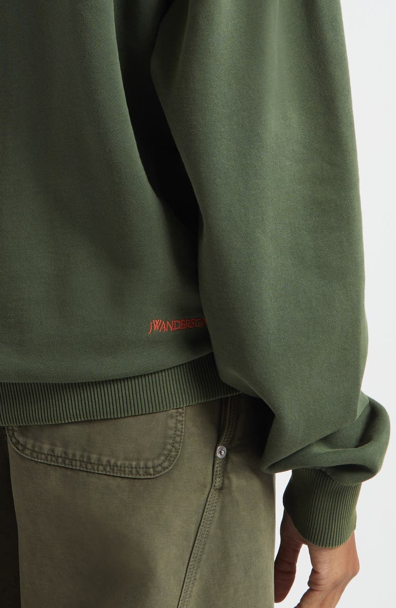 JW Anderson Garment Dye Cotton Fleece V-Neck Cardigan, Alternate, color, 